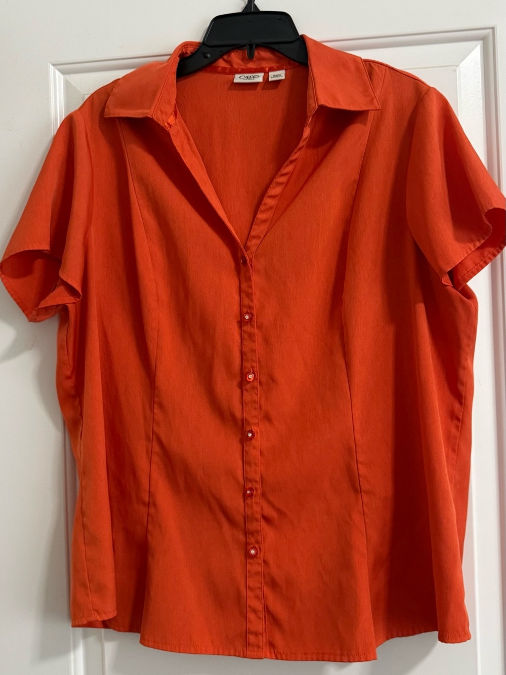 Cato Women's Vibrant Orange Short-Sleeve Button Down Shirt